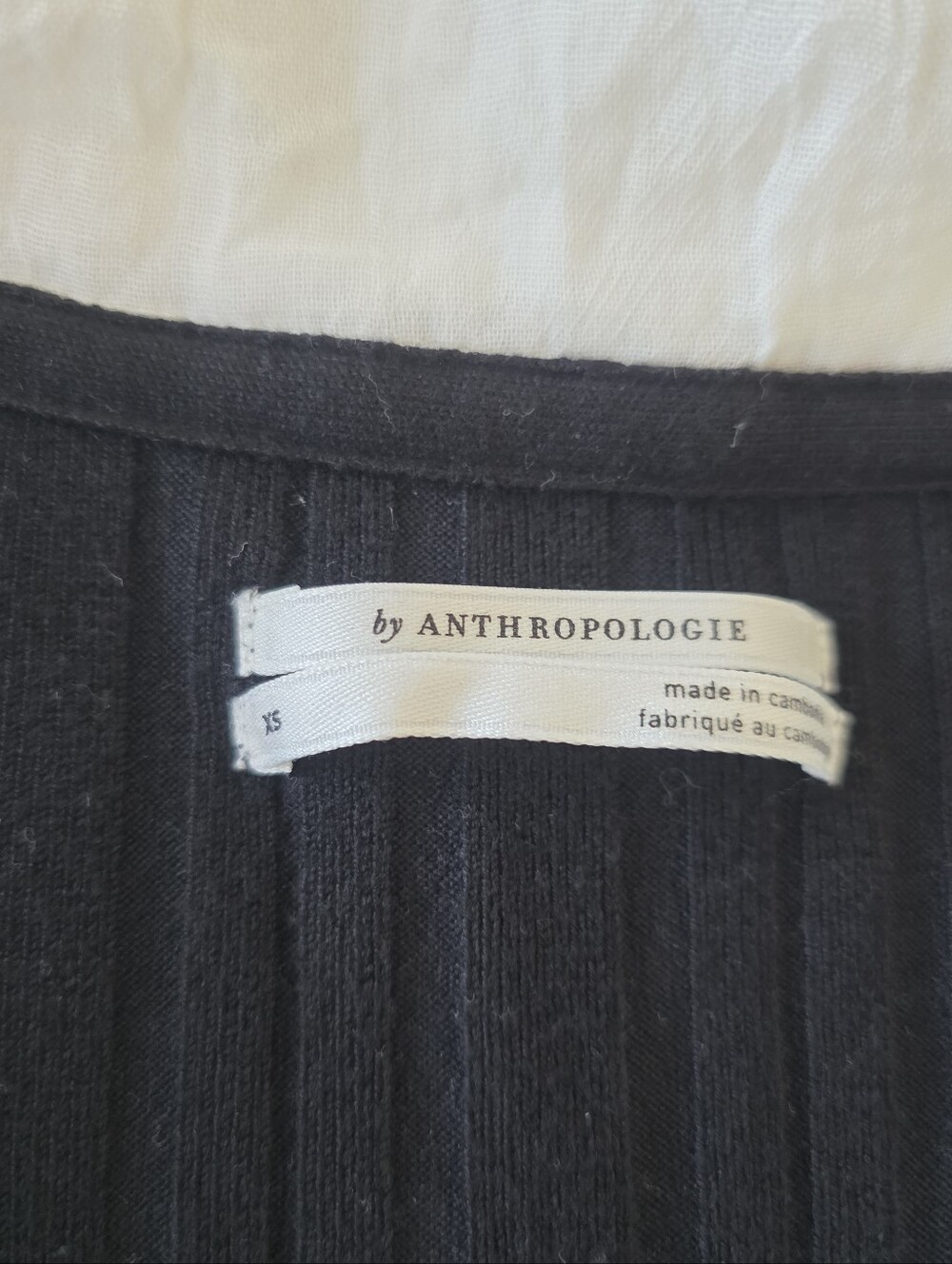 Anthropologie Ribbed Knit Button Front Collared Black Sweater - Picture 5 of 5